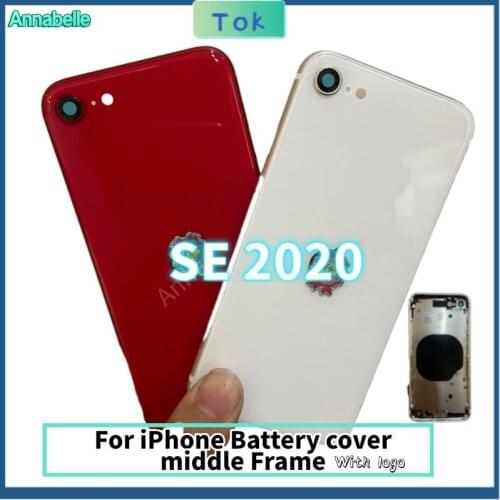 Back Housing for iPhone SE 2020 Rear Battery Cover Case SE2020 + Middle Chassis Frame + SIM Tray + With Parts + Gift