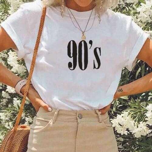 Casual Harajuku Cotton Womens T-shirt 90s Letter Printing Tees Summer Outdoor Plus Size Round Neck T Shirts Camiseta Mujer