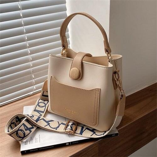 Women PU Bucket Bag Popular Handbags New Fashion Shoulder Bag Causal Messenger Bag Top-Handle