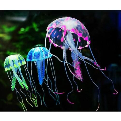 1PC New Artificial Aquarium Jellyfish Ornament Decor Glowing Effect Fish Tank Decoration Aquatic Pet Supplies Home Accessories