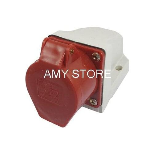 16A 3P+E+N IEC309-2 Industrial Panel Mount Socket Connector Red White