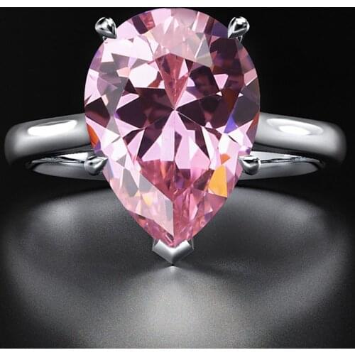 2020 Trend 100% 925 Silver Water Drop High Carbon Pink Sapphire Ruby Citrine Gemstone Wedding Ring Fine Jewelry Gift for Women
