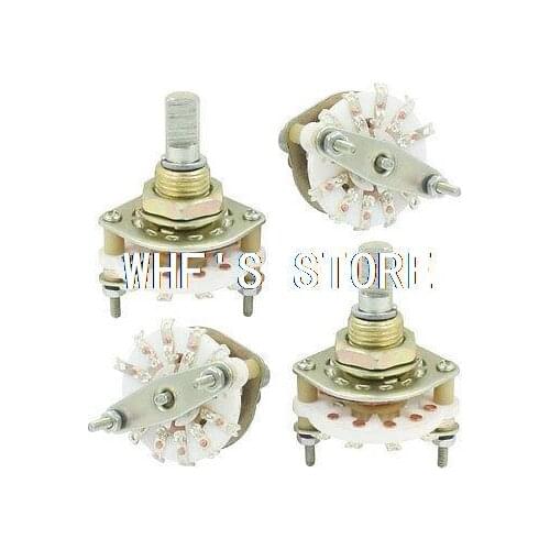 4pcs 6mm Dia Shaft 2P4T One Deck Band Channel Rotary Switch Selector