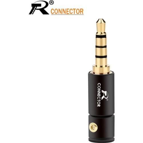 1pc Gold-plated Jack 3.5 Audio Plug 4 Pole Earphone Connector with Aluminum tube&Screw locks welding free packing