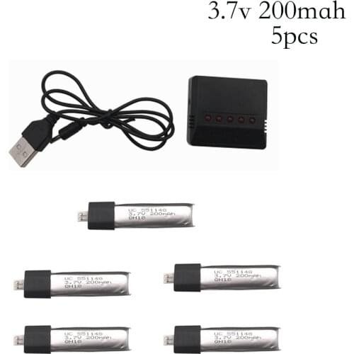 5pcs 3.7v 200mah Ultra-high Capacity 3.7 V 200 MaH Lipo Battery With USB Charger For WLtoys V911 V911-1 V911-2 4Ch RC Helicopter