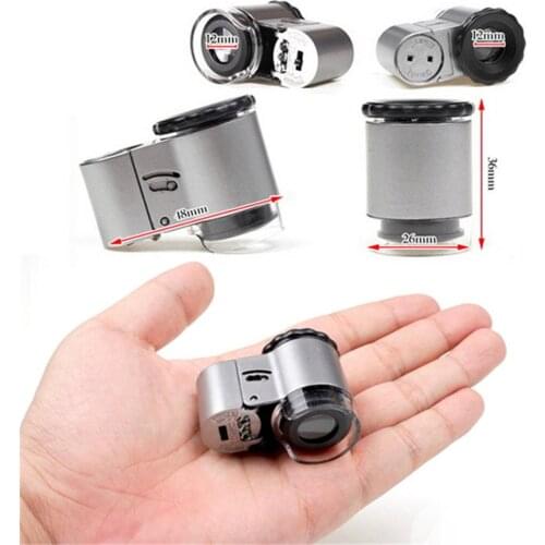 9882A 50X Handheld LED Mini Microscope Jewelry Magnifying Glass Loupe With LED Light With Leather Bag