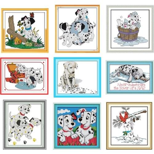 A variety of Dalmatian dog series Animal patterns counted printing canvas 11CT 14CT cross stitch set DIY embroidery needlework