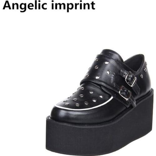 Angelic imprint mori girl lolita punk shoes woman cosplay shoes lady high heels wedges Pumps women princess dress shoes 33-44