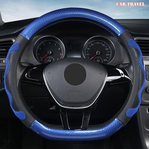 CAR TRAVEL Microfiber Leather Car Steering Wheel Cover For Jaguar XF XE F Pace XJ X-type Ruitar E Pace Emblem S-type