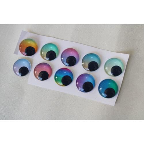 5pair/lot Special toy eyes 12mm-14mm-15mm-16mm-18mm-20mm-25mm rainbow color round style flat glass beads for diy toy