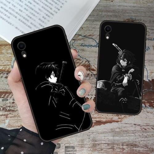 For iPhone 11 12 8 Plus Mini Pro X XR XS Max 4 5 7 6 6S 8 SE Phone Case Black Cover Funda SAO Sword Art Online Kirito Anime