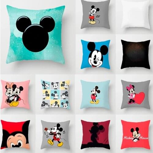 45*45cm Disney Cartoon Anime Mickey Minnie Pillowcase Pillow Pillowcase Childrens Room Decoration Pillowcase Couple Pillowcase