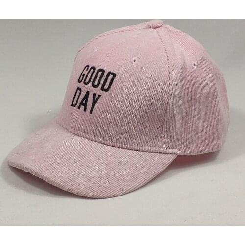 Good Day 2-8years Kids Letters Baseball Cap Corduroy Adjustable Snapback Hat for Boys Girls