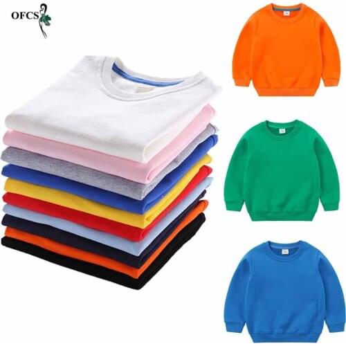 Childrens Add wool Warm Sweater Girl Pullover Kids Yellow Tshirt Cotton Pullover Tops for Boys Winter Solid Color Clothes 2-12T