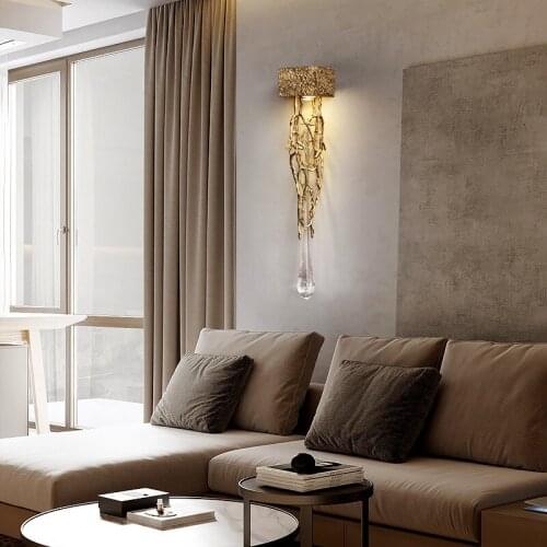Crystal Glazed Wall Lamp Branch Drop-shaped Living Room Room Aisle Porch Decoration Modern Light Luxury Wall Lamp Led