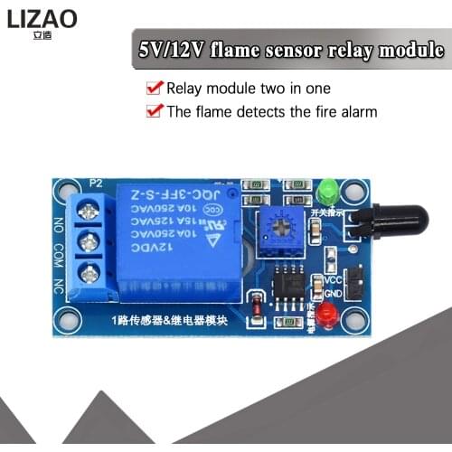 IR Infrared 1 Channel 5V 12V Flame Detection Sensor Module Fire Alarm Sensor Relay Module For Arduino