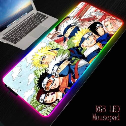 Naruto Anime RGB Large Gaming Gamer Waterproof Mousepad USB LED Lighting Backlit Rainbow Computer Mat Rubber Keyboard Desk Pad