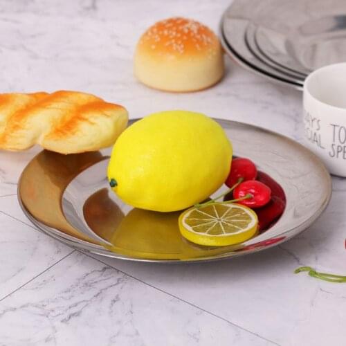 Stainless Steel Round Dinner Plate Dish Tray Food Container Outdoor Camping Picnic Tableware 16-24cm #404