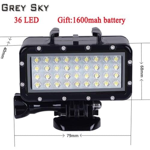 NEW Go pro Hero 5 36 LED Beads Diving Lamp Waterproof Light For Gopro 6 5 4 Xiaomi Yi 4K+yi Lite mijia SJCAM SJ8 Accessories
