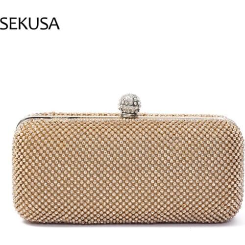 Mini Day Clutch For Party Handbags Silver Color Lady Evening Bags Diamonds Full Party Ladies Retro Holder