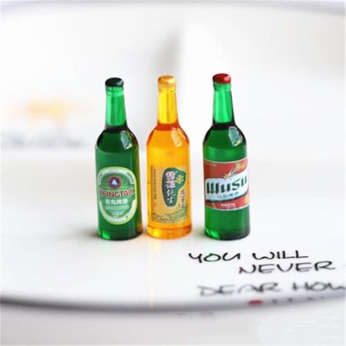 1:12 Mini Water Bottle Resin Juice Beer Bottle for Doll House Miniature Kids Gift Toys Home Decoration Accessories