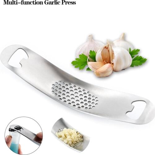 Multi-Purpose Stainless steel garlic press with opener function garlic grinding slicer mincer metal novelty kitchen accessories