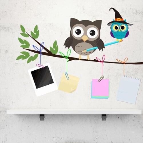 Cartoon hand-painted owl Children wall stickers Bedroom kindergarten Wall decal Kids room decoration Photo frame mural