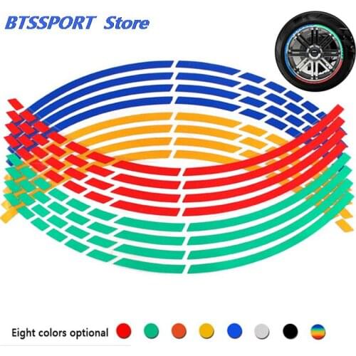Colors Options 16 Strips Wheel Sticker Reflective Rim Stripe Tape Bike Motorcycle Stickers Accessory