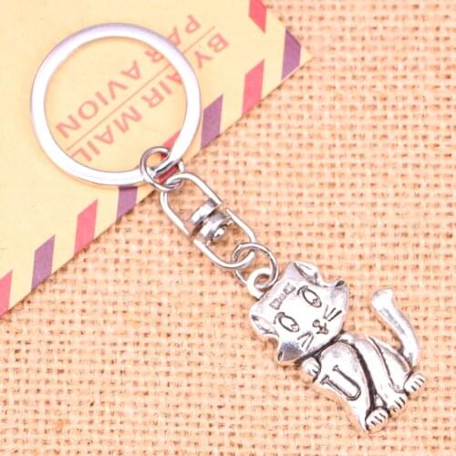 New Fashion Keychain 21*33 mm cat Pendants DIY Men Jewelry Car Key Chain Ring Holder Souvenir For Gift