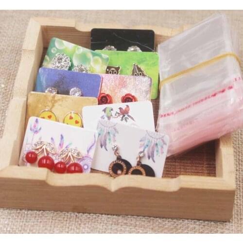 New arrival small cute stud earring package tag card marble/flower/dreamcatcher design earring package card tag 100pcs+100oppbag