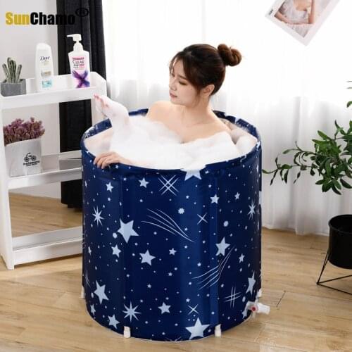 Portable Foldable Bathtub Adult Three-layer Quilted Bath Barrel Massage Pool Thickening Adult Inflatable Bathtub Bath Barrel