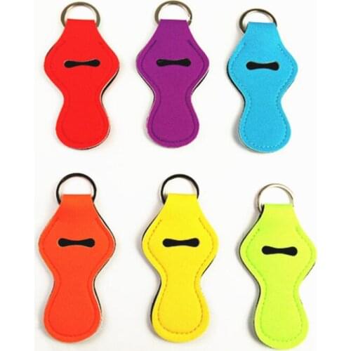Blank Chapstick Sleeve Key Holder Colorful Solid Color Neoprene Keychain Lip Balm Holder Party Favor LX4888