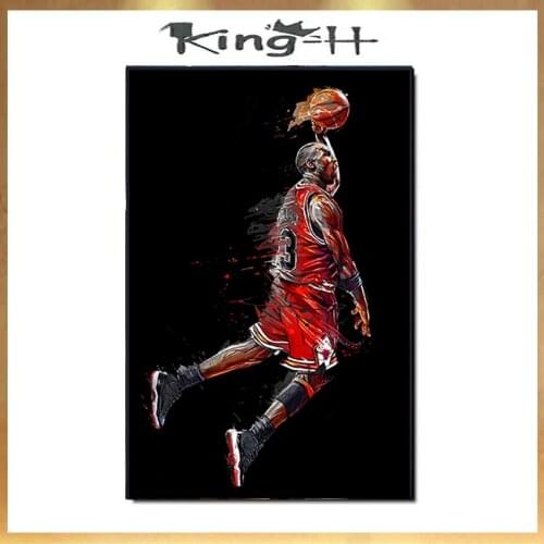Hand-painted oil Painting Michael Jordan Poster Fly Dunk Basketball Wall Pictures for Living Room Decoration Bedroom Sport
