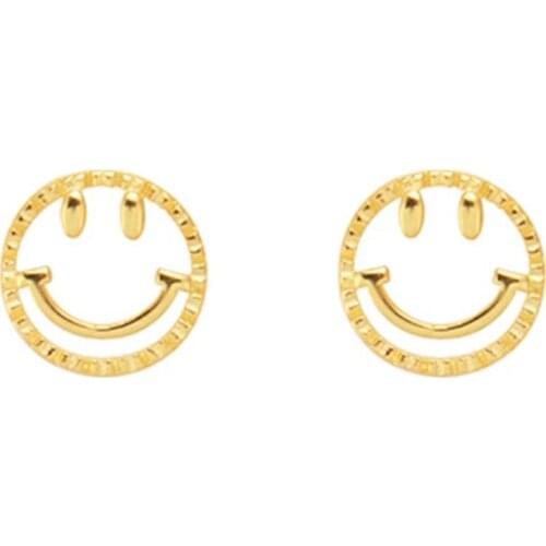 YUN RUO Yellow Gold Color Smiling Face Stud Earring Rose Gold 316 L Stainless Steel Fashion Jewelry woman Gift hypoallergenic