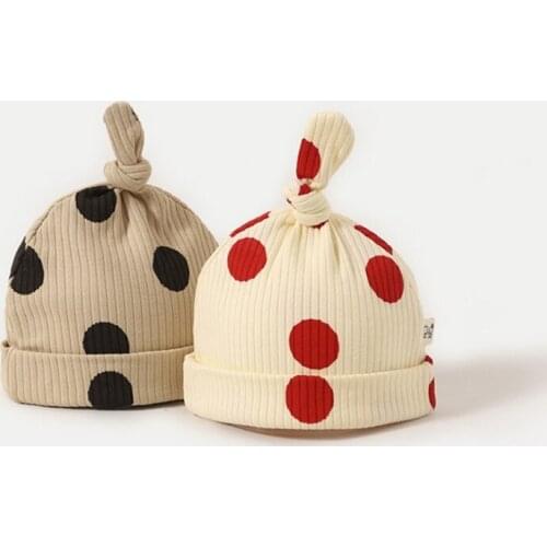 Baby Hats Newborn Organic Cotton Soft Adjustable Hat oft Knotted For 0-3 Months Infants Boys Girls Child Beanie Polka Dots