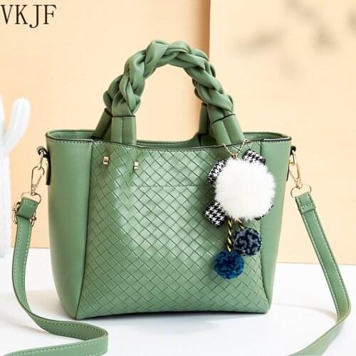 2021 New Womens Fashion Leather Shoulder Bag Luxury Brand Design PU Leather Woven High-End Messenger Bag Large Capacity Spot