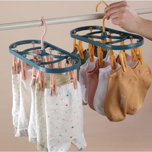 Drying Rack 12 Clip Baby Drying Socks Dry Underwear Hook Hanging Baby Clothes Square Multi-head Drying Rack