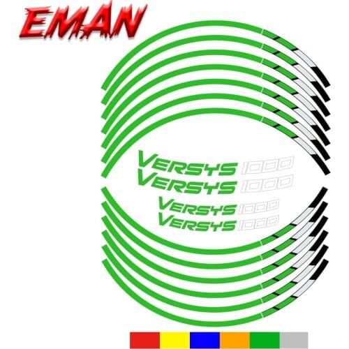 Sell Well Motorcycle Reflective Wheel Rim Stripe Sticker Front Rear Decal Stickers Full Set For Kawasaki Versys 1000 Versys1000