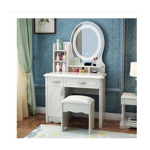 Dresser dressing table double drawer bedroom multifunctional mini dressing table with stool and lock