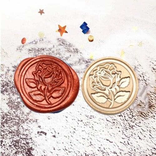 WYSE Wax Seal Stamps Rose Flower Sellos Sealling Wax Stamp Replaceable Wood Handle for DIY Weddiing Envelope Card Craft Tools