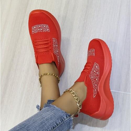 Womens Fashion Casual Shoes Comfortable Breathable Mesh Lace-up Flat Sneakers Womens 2021 Tenis Feminino Sequins Decoration