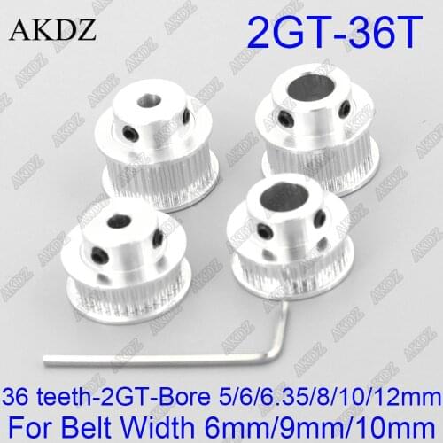 36 teeth 2GT Timing Pulley Bore 5/6/6.35/8/10/12mm for GT2 Open Synchronous belt width 6mm/10mm small backlash 36Teeth 36T