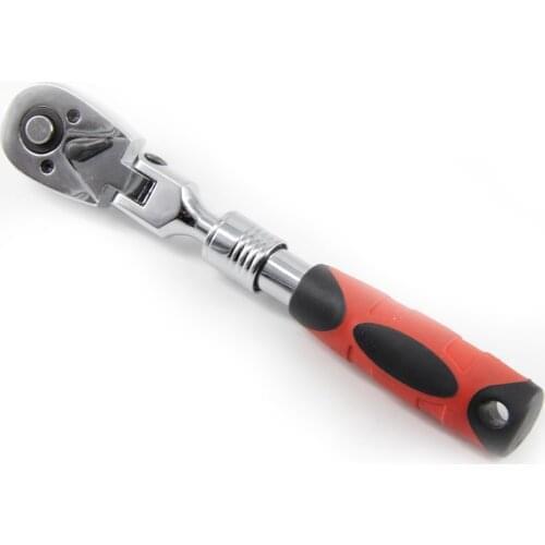 1/4 inch Drive 72 Teeth 180 Degree Flexible Head Ratchet Handle Reversible and Extendable from 17cm to 22cm