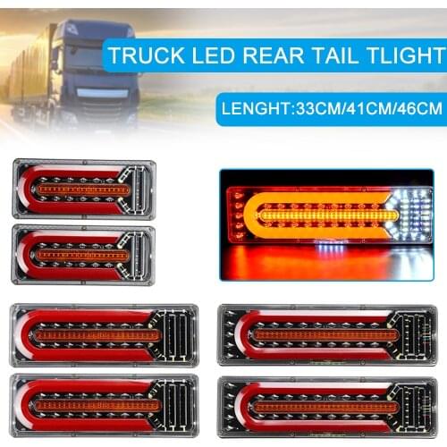 1 Pair 24V LED Dynamic Car Truck Tail Light Brake Light Turn Signal Lamp Rear Lamp For Trailer Van Boat RV Caravan Bus Lorry UTV