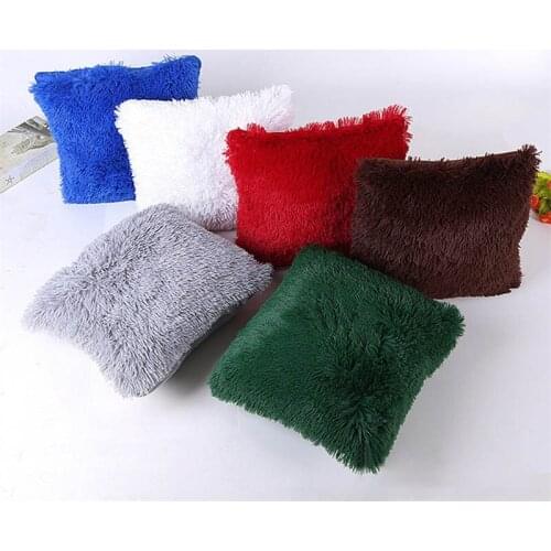 1pc Square Pillow Case Home Linen Pillow Cover pillowslip 43*43cm Super Soft Plush Waist Throw
