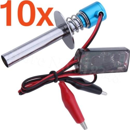 10pcs/Lot HSP 80100 6-12V Electric Glow Plug Igniter Upgraded for 1/8 1/10 Nitro RC Car Monster Truck with Alligator Clip