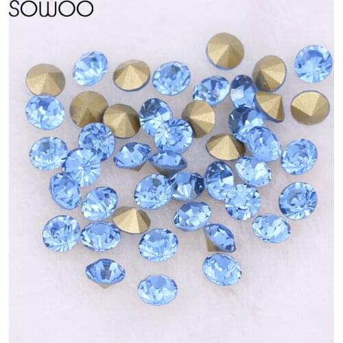 1440pcs/lot 2-6mm sizes Round crystal Fancy stone Pointed back glass light Sapphire color stone For Choice Jewelry Making