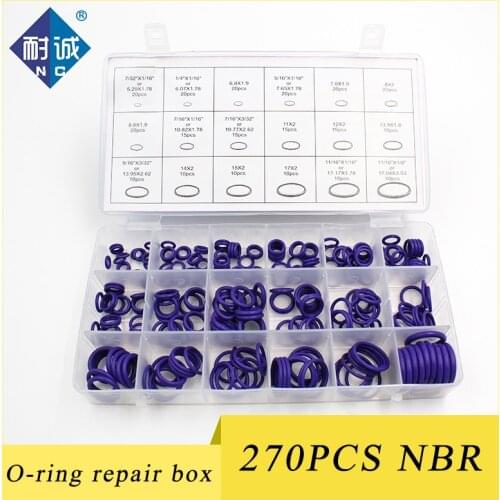 270Pcs 18Sizes O Rings Rubber O Ring Seal Purple NBR Oring Nitrile Washer Sealing O-Rings Assortment Kit Set Gasket Box O Ring