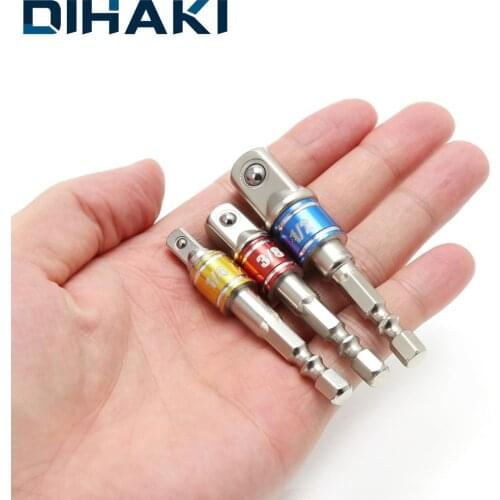 3Pcs Drill Extension Bar Bit Adapter Drill Adapter Hex Shank to Square Socket Extension Set 1/4" 3/8" 1/2 for Impact Driver