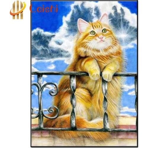 5D DIY Animal Pictures Cute Big Fat Cat Picture full Square/Round Diamond Cross Stitch Embroidery mosaic Home Decoration Artwork